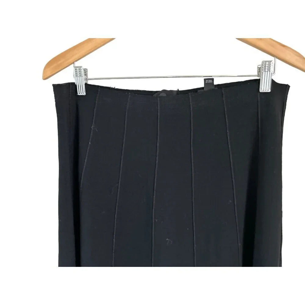 EILEEN FISHER A-Line Skirt Black Knitted Wool Viscose Blend Size Med